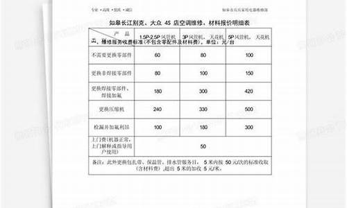 空调维修保养报价明细-空调维修保养报价明细表格